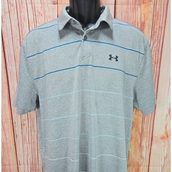 Under Armour Heatgear Mens Polo Shirt Large Gray - Picture 1 of 9
